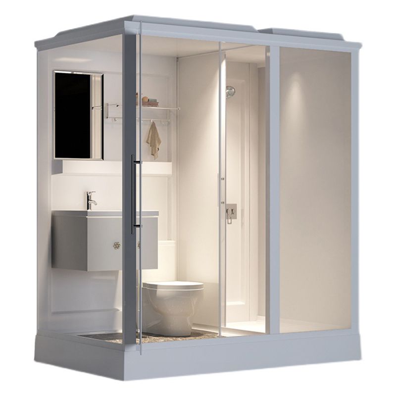 Single Sliding Shower Stall 91" H Framed Rectangle Shower Stall with White Base Clearhalo 'Bathroom Remodel & Bathroom Fixtures' 'Home Improvement' 'home_improvement' 'home_improvement_shower_stalls_enclosures' 'Shower Stalls & Enclosures' 'shower_stalls_enclosures' 'Showers & Bathtubs' 1200x1200_98b27709-ae29-4818-bd6b-c4618c7999ba
