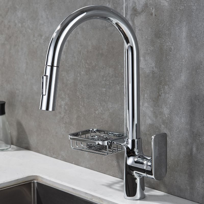 Modern Pull Down Kitchen Faucet Single Handle Faucet with Pull Out Sprayer Clearhalo 'Home Improvement' 'home_improvement' 'home_improvement_kitchen_faucets' 'Kitchen Faucets' 'Kitchen Remodel & Kitchen Fixtures' 'Kitchen Sinks & Faucet Components' 'kitchen_faucets' 1200x1200_98e47af1-8aa4-492c-ba91-70b38ac6392c