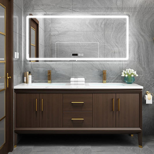 Bathroom Vanity Set Single Sink LED Mirror Sink Vanity with Faucet Clearhalo 'Bathroom Remodel & Bathroom Fixtures' 'Bathroom Vanities' 'bathroom_vanities' 'Home Improvement' 'home_improvement' 'home_improvement_bathroom_vanities' 1200x1200_98e807c5-5abd-44dc-a294-591e50f2dc0c