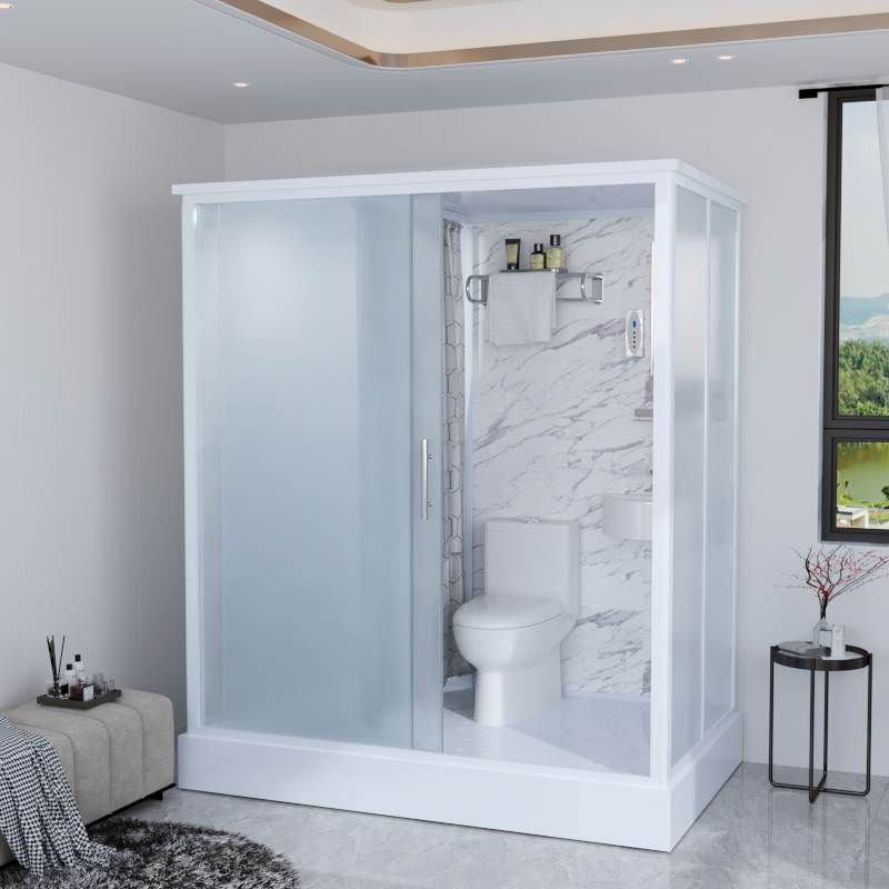 White Frosted Glass Shower Stall Single Sliding Door Shower Room Clearhalo 'Bathroom Remodel & Bathroom Fixtures' 'Home Improvement' 'home_improvement' 'home_improvement_shower_stalls_enclosures' 'Shower Stalls & Enclosures' 'shower_stalls_enclosures' 'Showers & Bathtubs' 1200x1200_98efd7b2-63cd-414a-a211-b5b6674a1831