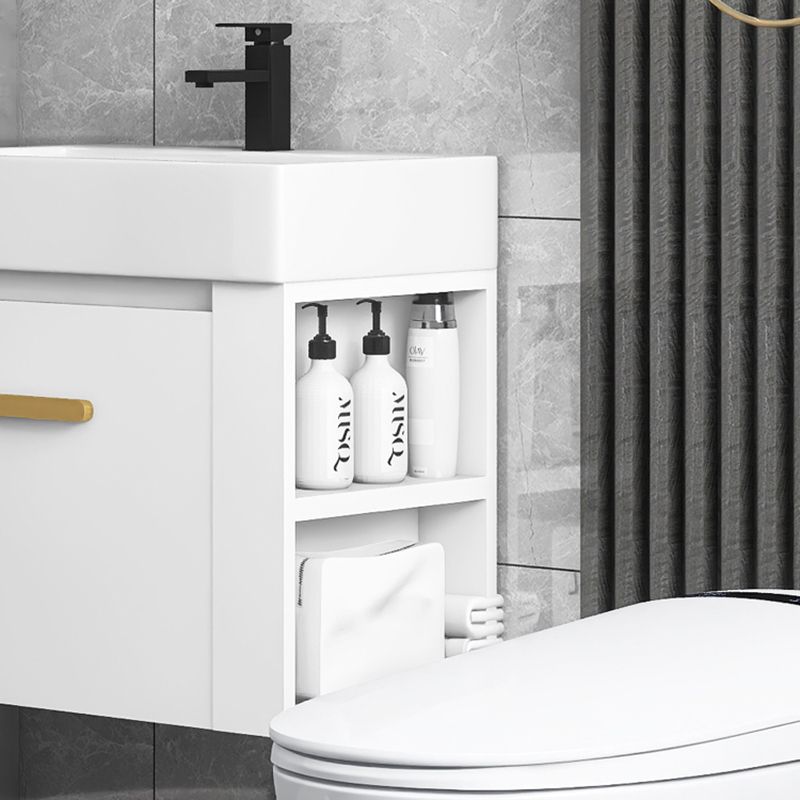 Modern Single Sink Vanity Set Wall Mount White Ceramic Vanity Clearhalo 'Bathroom Remodel & Bathroom Fixtures' 'Bathroom Vanities' 'bathroom_vanities' 'Home Improvement' 'home_improvement' 'home_improvement_bathroom_vanities' 1200x1200_98f6cd9d-92c9-4e05-9b3c-a29b2e265bcb