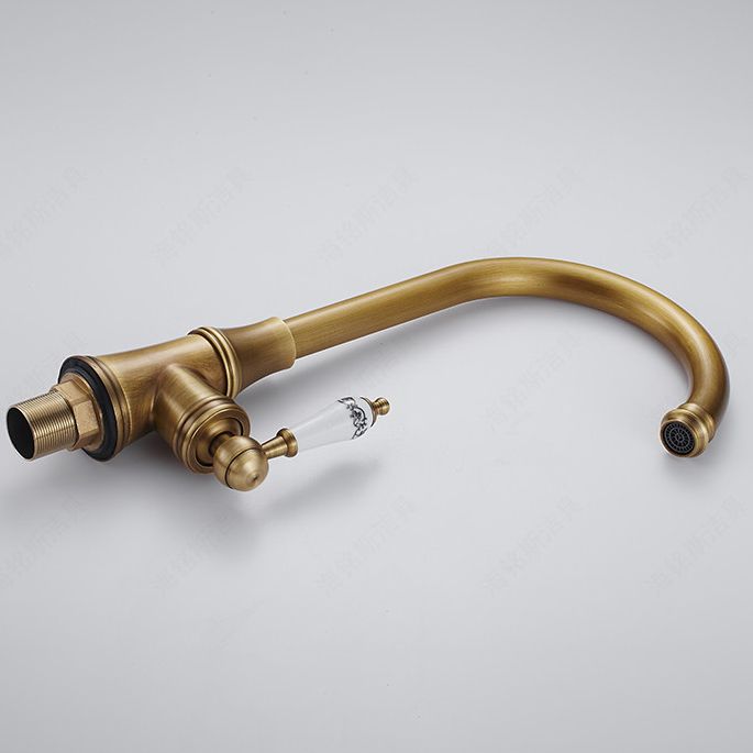 Traditional 1-Hole Kitchen Faucet Swivel Spout Gooseneck Standard Kitchen Faucets Clearhalo 'Home Improvement' 'home_improvement' 'home_improvement_kitchen_faucets' 'Kitchen Faucets' 'Kitchen Remodel & Kitchen Fixtures' 'Kitchen Sinks & Faucet Components' 'kitchen_faucets' 1200x1200_9939fbaa-2661-4228-9dc4-c3ea4c2a09de