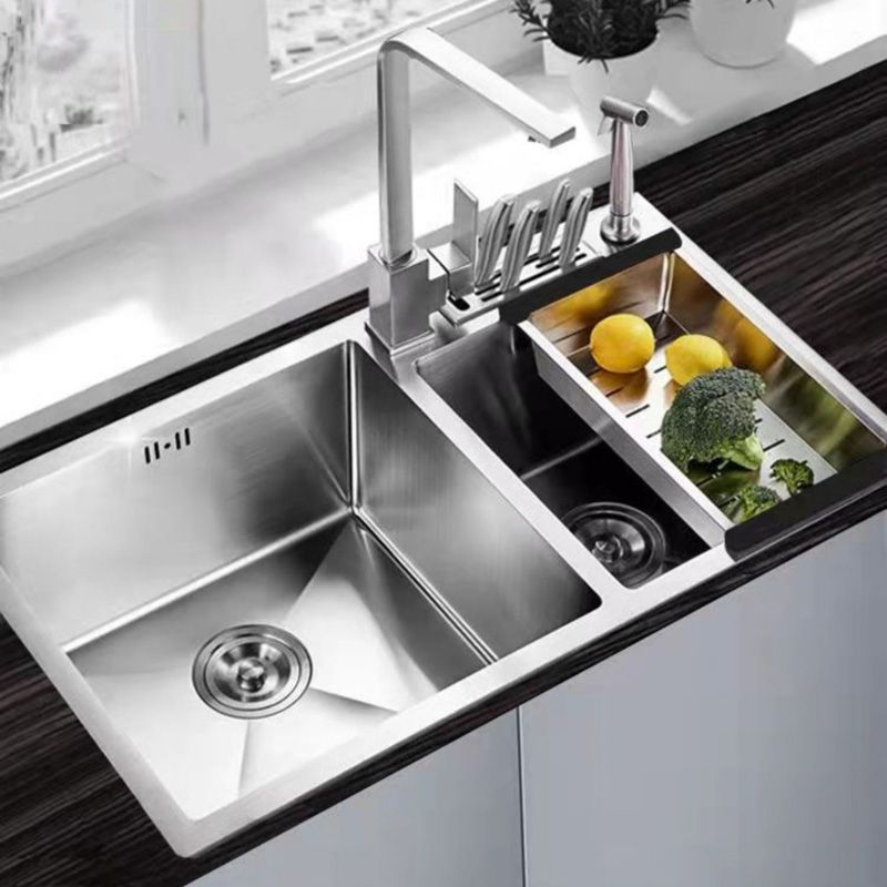 Double Basin Kitchen Sink Contemporary with Drain Assembly Sink Clearhalo 'Home Improvement' 'home_improvement' 'home_improvement_kitchen_sinks' 'Kitchen Remodel & Kitchen Fixtures' 'Kitchen Sinks & Faucet Components' 'Kitchen Sinks' 'kitchen_sinks' 1200x1200_9958c167-a0e2-4973-b2a0-a59b7bb784e5