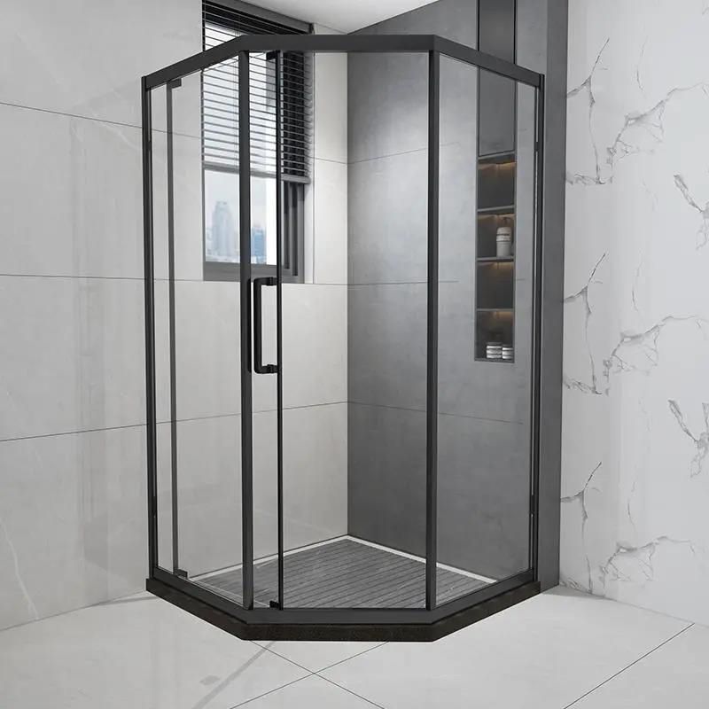 Black Double Sliding Shower Bath Door Framed Clear Shower Doors Clearhalo 'Bathroom Remodel & Bathroom Fixtures' 'Home Improvement' 'home_improvement' 'home_improvement_shower_tub_doors' 'Shower and Tub Doors' 'shower_tub_doors' 'Showers & Bathtubs' 1200x1200_995ed599-b67a-4fc8-9b58-1f1944c5583b