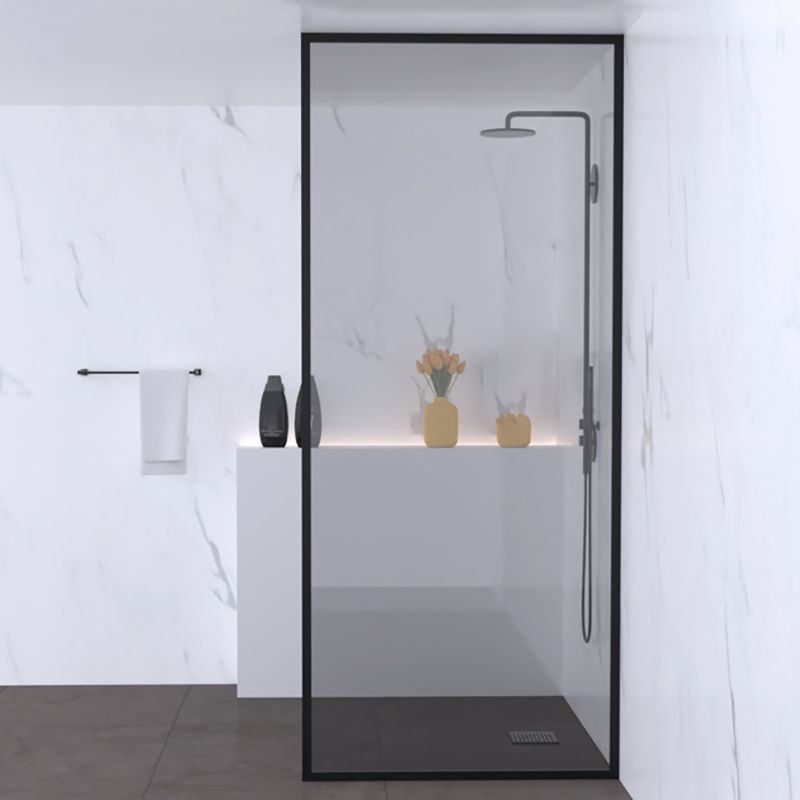 Fixed Glass Shower Door Black Stainless Steel Frame Shower Screen Clearhalo 'Bathroom Remodel & Bathroom Fixtures' 'Home Improvement' 'home_improvement' 'home_improvement_shower_tub_doors' 'Shower and Tub Doors' 'shower_tub_doors' 'Showers & Bathtubs' 1200x1200_996355a1-7d90-4aed-aa7f-c12bc54c5493