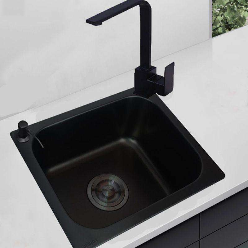 Black Stainless Steel Kitchen Sink Single Bowl Sink with Drain Assembly Clearhalo 'Home Improvement' 'home_improvement' 'home_improvement_kitchen_sinks' 'Kitchen Remodel & Kitchen Fixtures' 'Kitchen Sinks & Faucet Components' 'Kitchen Sinks' 'kitchen_sinks' 1200x1200_9966938d-7088-4301-b9a5-2ab37319ee94