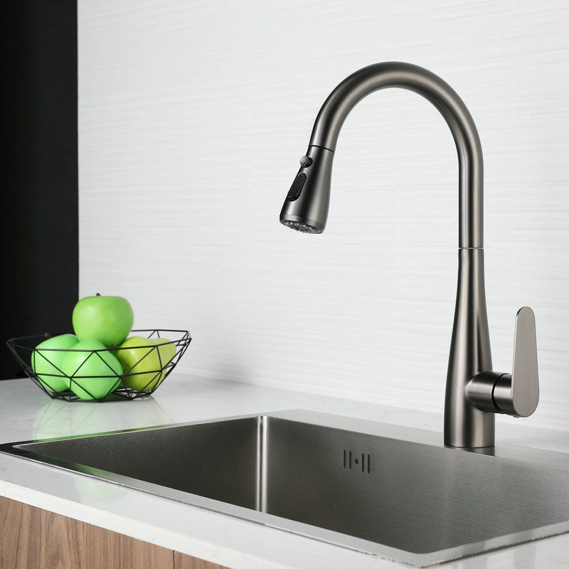Modern Style Retractable Kitchen Faucet Stainless Steel Single Handle Kitchen Faucet Clearhalo 'Home Improvement' 'home_improvement' 'home_improvement_kitchen_faucets' 'Kitchen Faucets' 'Kitchen Remodel & Kitchen Fixtures' 'Kitchen Sinks & Faucet Components' 'kitchen_faucets' 1200x1200_997f76a1-8d25-4d89-aab2-6c0142b3f258