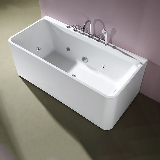 White Acrylic Rectangular Bath Tub Whirlpool Stand Alone Tub with Faucet Clearhalo 'Bathroom Remodel & Bathroom Fixtures' 'Bathtubs' 'Home Improvement' 'home_improvement' 'home_improvement_bathtubs' 'Showers & Bathtubs' 1200x1200_99b8e72a-6855-4e09-9d06-445e014a637d