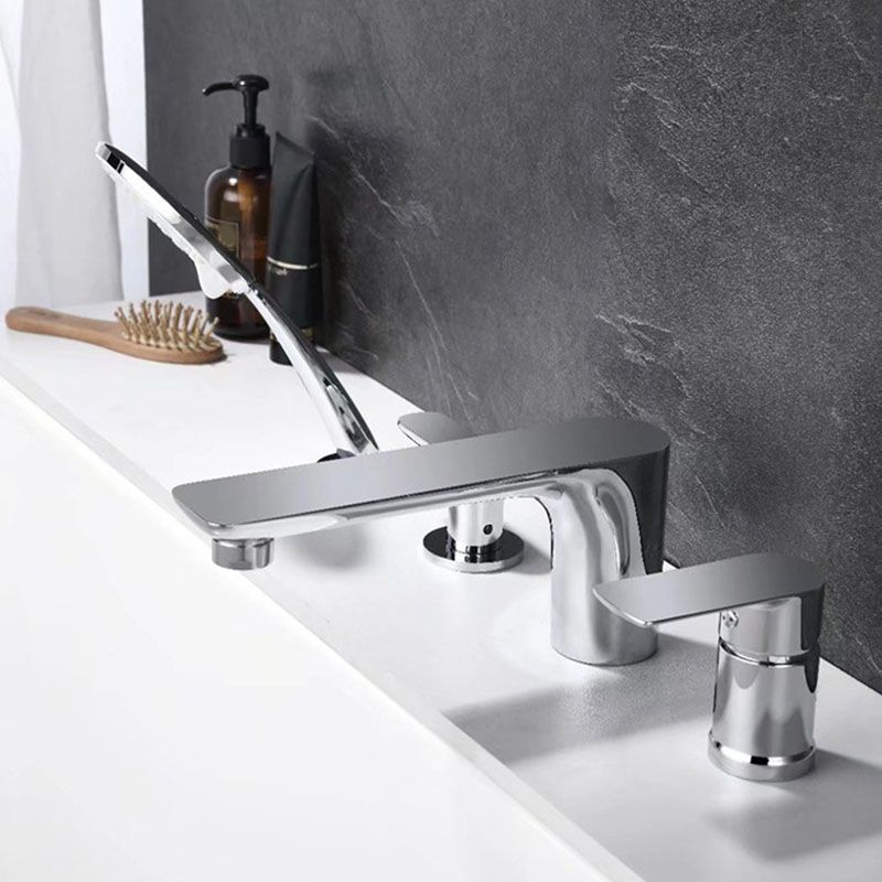 Deck Mounted Tub Filler Copper Lever Handle Low Arc Handshower Tub Filler Clearhalo 'Bathroom Remodel & Bathroom Fixtures' 'Bathtub Faucets' 'bathtub_faucets' 'Home Improvement' 'home_improvement' 'home_improvement_bathtub_faucets' 1200x1200_99c2a939-08f7-4d30-b54b-fee1acdd918f