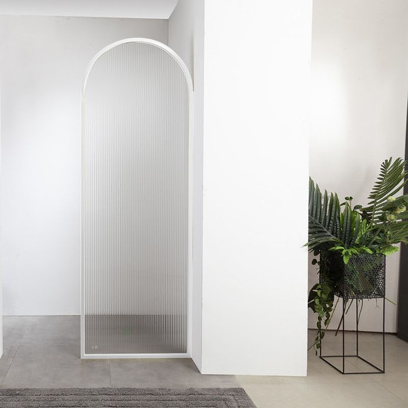 White Shower Door Frame Single Fixed Frosted Tempered Shower Bath Door Clearhalo 'Bathroom Remodel & Bathroom Fixtures' 'Home Improvement' 'home_improvement' 'home_improvement_shower_tub_doors' 'Shower and Tub Doors' 'shower_tub_doors' 'Showers & Bathtubs' 1200x1200_99e65476-076b-452e-ba1b-88a043c97cb9