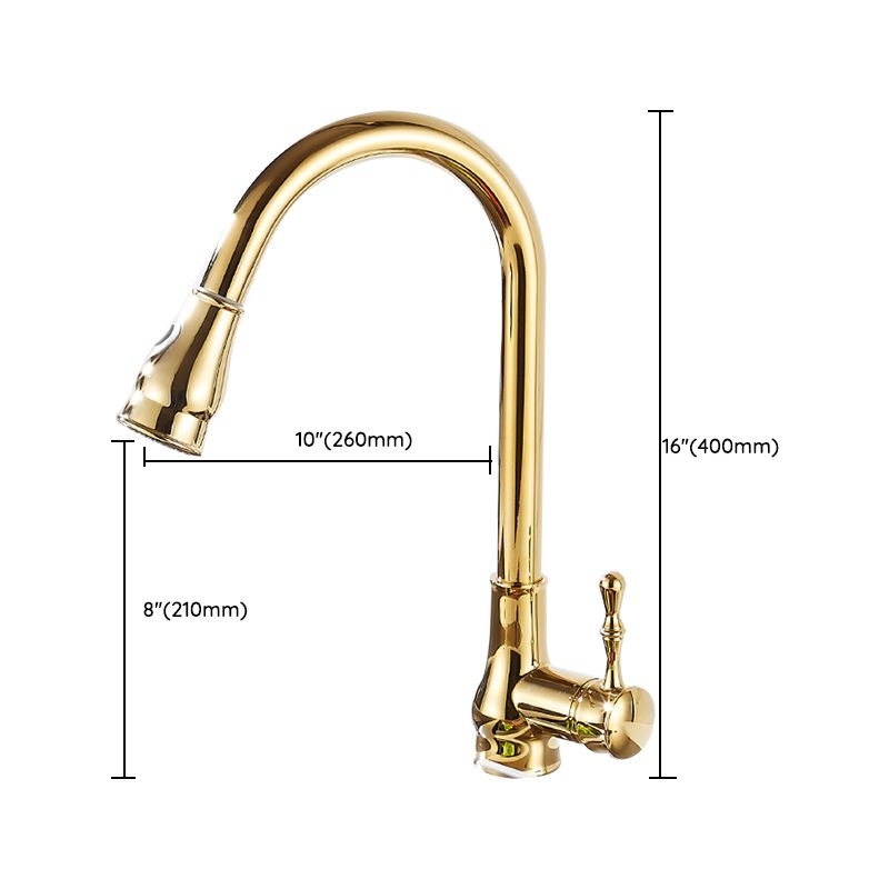 Brushed Gold Kitchen Sink Faucet High Arch Swivel Spout with Pull Out Sprayer Clearhalo 'Home Improvement' 'home_improvement' 'home_improvement_kitchen_faucets' 'Kitchen Faucets' 'Kitchen Remodel & Kitchen Fixtures' 'Kitchen Sinks & Faucet Components' 'kitchen_faucets' 1200x1200_99ef6f7d-800d-4b7a-8ab8-3c30ea364707