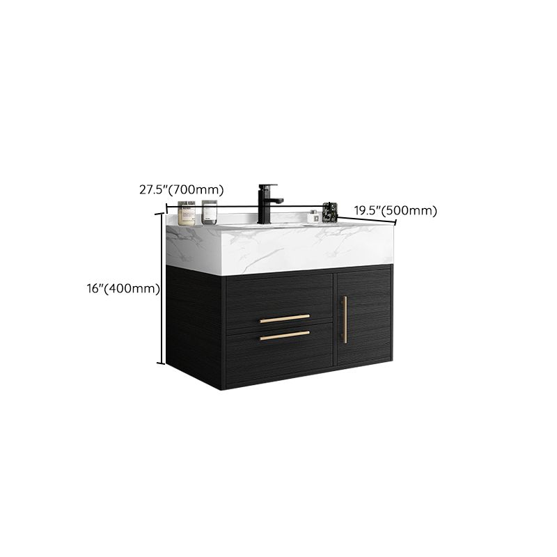 Glam Wall Mount Bathroom Vanity Black Ceramic Single-Sink Rectangular Vanity Set Clearhalo 'Bathroom Remodel & Bathroom Fixtures' 'Bathroom Vanities' 'bathroom_vanities' 'Home Improvement' 'home_improvement' 'home_improvement_bathroom_vanities' 1200x1200_99f0101f-a8fd-4fd7-b99e-fbecfa988981