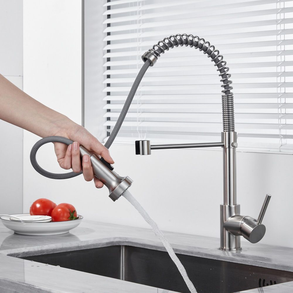 Modern Kitchen Faucet Brass Lever Handles Pre-Rinse High-Arc Kitchen Faucet Clearhalo 'Home Improvement' 'home_improvement' 'home_improvement_kitchen_faucets' 'Kitchen Faucets' 'Kitchen Remodel & Kitchen Fixtures' 'Kitchen Sinks & Faucet Components' 'kitchen_faucets' 1200x1200_9a09a375-e4c8-4c30-a722-2ede48fb672b