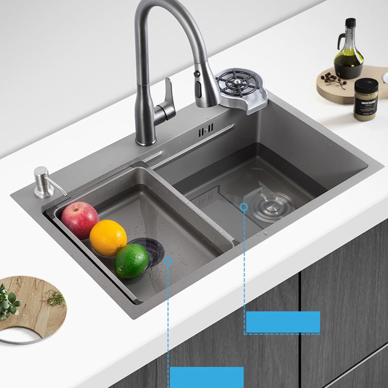 Modern Kitchen Sink Stainless Rectangular Faucet Kitchen Sink Clearhalo 'Home Improvement' 'home_improvement' 'home_improvement_kitchen_sinks' 'Kitchen Remodel & Kitchen Fixtures' 'Kitchen Sinks & Faucet Components' 'Kitchen Sinks' 'kitchen_sinks' 1200x1200_9a30afeb-d063-4582-8ec3-f74307373677