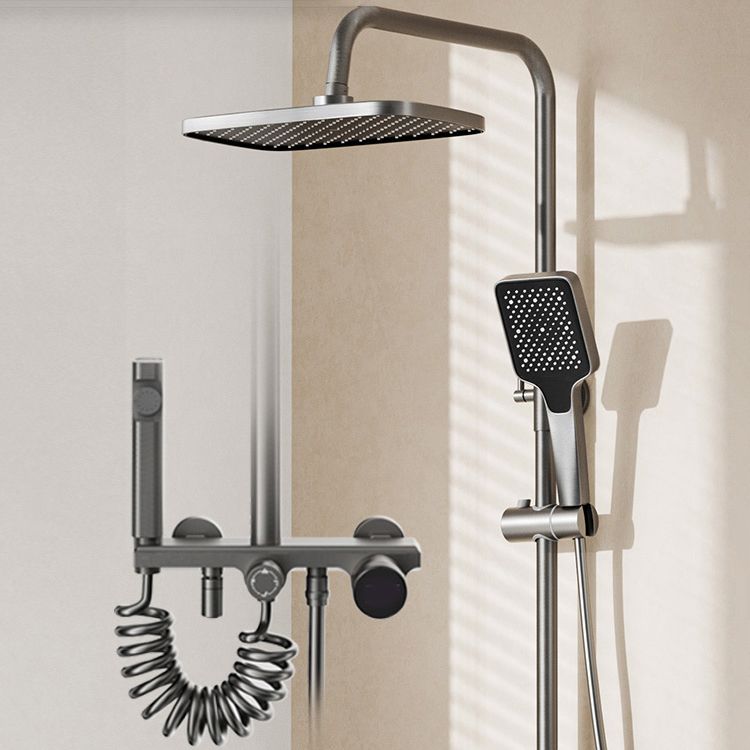 Modern Shower System Rectangle Handle Knob Wall Mounted Copper Shower System Clearhalo 'Bathroom Remodel & Bathroom Fixtures' 'Home Improvement' 'home_improvement' 'home_improvement_shower_faucets' 'Shower Faucets & Systems' 'shower_faucets' 'Showers & Bathtubs Plumbing' 'Showers & Bathtubs' 1200x1200_9a46ca40-0a0b-47a8-beeb-5c718032da12