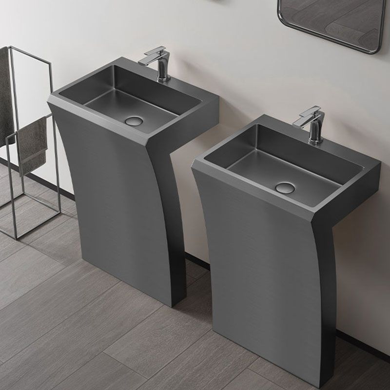 Contemporary Bathroom Sink with Pop-Up Drain Rectangular Metal Pedestal Sink Clearhalo 'Bathroom Remodel & Bathroom Fixtures' 'Bathroom Sinks & Faucet Components' 'Bathroom Sinks' 'bathroom_sink' 'Home Improvement' 'home_improvement' 'home_improvement_bathroom_sink' 1200x1200_9a4b384d-37ed-4c8c-a718-d9f56f6fb44b