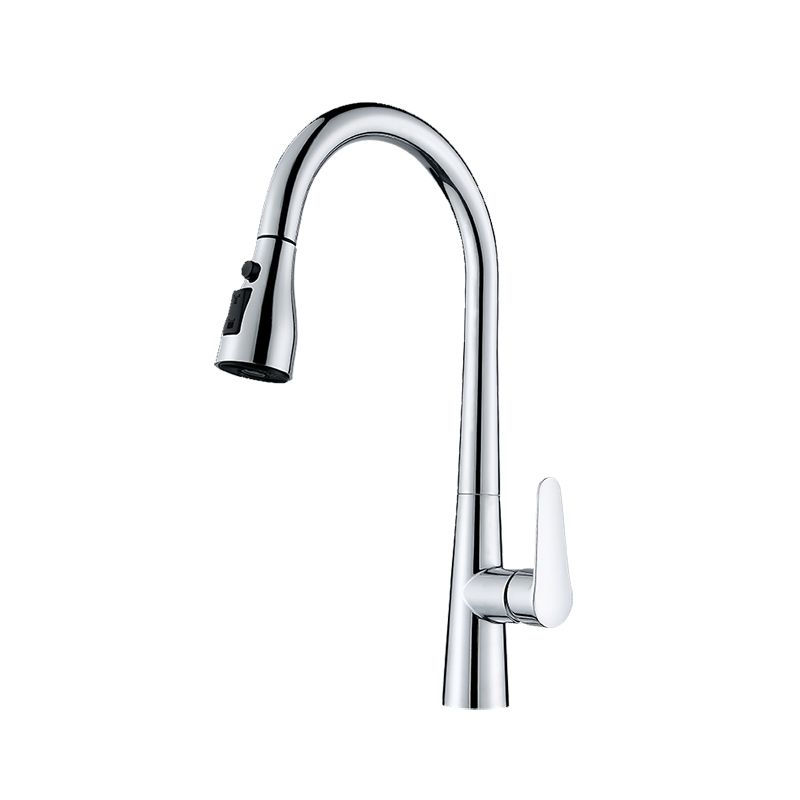 Modern Style Kitchen Faucet Copper Lever Handle Gooseneck Kitchen Faucet Clearhalo 'Home Improvement' 'home_improvement' 'home_improvement_kitchen_faucets' 'Kitchen Faucets' 'Kitchen Remodel & Kitchen Fixtures' 'Kitchen Sinks & Faucet Components' 'kitchen_faucets' 1200x1200_9a56d0f7-311f-4fc0-8922-b31e3f8ac31b