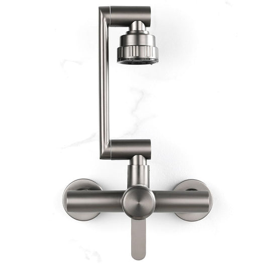 Modern Wall Mounted Kitchen Faucet Single Handle Faucet in Chrome Clearhalo 'Home Improvement' 'home_improvement' 'home_improvement_kitchen_faucets' 'Kitchen Faucets' 'Kitchen Remodel & Kitchen Fixtures' 'Kitchen Sinks & Faucet Components' 'kitchen_faucets' 1200x1200_9a72bf77-7230-451c-95a7-fe95cfe38657
