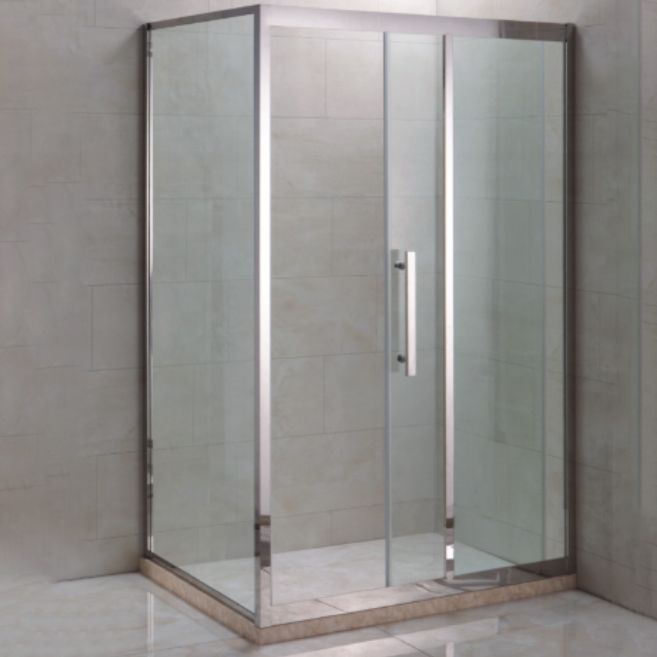 Silver Rectangle Shower Stall Clear Tempered Glass Shower Enclosure Clearhalo 'Bathroom Remodel & Bathroom Fixtures' 'Home Improvement' 'home_improvement' 'home_improvement_shower_stalls_enclosures' 'Shower Stalls & Enclosures' 'shower_stalls_enclosures' 'Showers & Bathtubs' 1200x1200_9ab090f9-7257-4cf1-8309-1d2f8fe28d49
