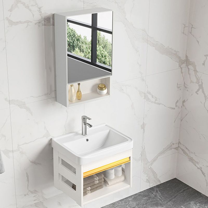 Sink Vanity Set White Drawers Wall-mounted Rectangular Sink with Faucet Clearhalo 'Bathroom Remodel & Bathroom Fixtures' 'Bathroom Vanities' 'bathroom_vanities' 'Home Improvement' 'home_improvement' 'home_improvement_bathroom_vanities' 1200x1200_9abfe72b-d6f0-416f-a9e9-281d0cedad8f