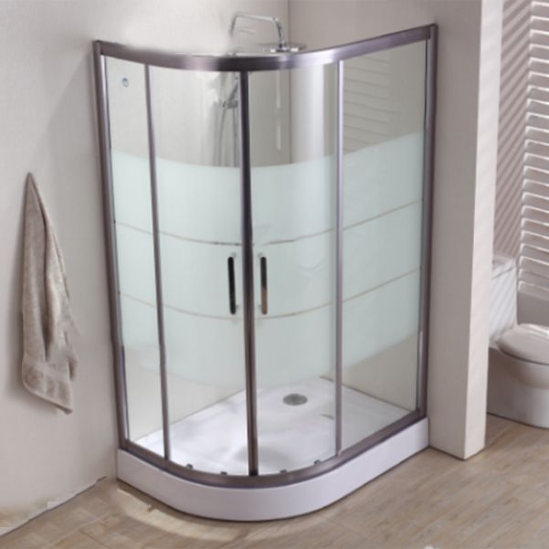 Round Shower Kit Double Sliding Tempered Glass Shower Enclosure Clearhalo 'Bathroom Remodel & Bathroom Fixtures' 'Home Improvement' 'home_improvement' 'home_improvement_shower_stalls_enclosures' 'Shower Stalls & Enclosures' 'shower_stalls_enclosures' 'Showers & Bathtubs' 1200x1200_9aec002f-f666-4fd6-ba79-9166cd733f34