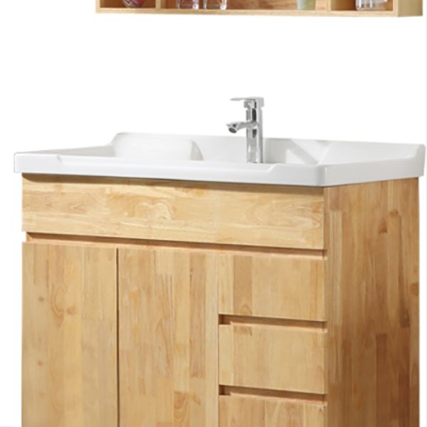 Wood Modern Bathroom Vanity Freestanding Sink Vanity with Mirror Clearhalo 'Bathroom Remodel & Bathroom Fixtures' 'Bathroom Vanities' 'bathroom_vanities' 'Home Improvement' 'home_improvement' 'home_improvement_bathroom_vanities' 1200x1200_9aefadda-cc31-49d1-8f99-b5865783789e