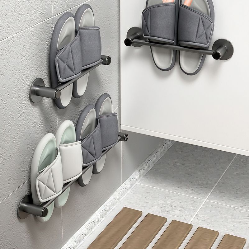 2-Piece Modern Bathroom Accessory Set Metal Slipper Rack/Towel Bar Clearhalo 'Bathroom Hardware Sets' 'Bathroom Hardware' 'Bathroom Remodel & Bathroom Fixtures' 'bathroom_hardware_sets' 'Home Improvement' 'home_improvement' 'home_improvement_bathroom_hardware_sets' 1200x1200_9b0c9858-e228-453d-bdd2-69997903b3b4