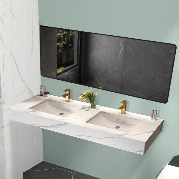 Stone Vanity White Wall Mount Double Sink Waterproof Bath Vanity with Mirror Clearhalo 'Bathroom Remodel & Bathroom Fixtures' 'Bathroom Vanities' 'bathroom_vanities' 'Home Improvement' 'home_improvement' 'home_improvement_bathroom_vanities' 1200x1200_9b1cba9f-b3f9-48e3-bbe8-3737c72d1090