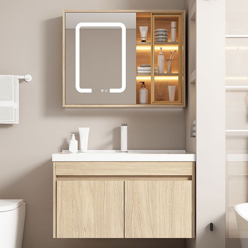 Contemporary Wood Sink Cabinet Mirror Cabinet Wall-Mounted Vanity Cabinet Clearhalo 'Bathroom Remodel & Bathroom Fixtures' 'Bathroom Vanities' 'bathroom_vanities' 'Home Improvement' 'home_improvement' 'home_improvement_bathroom_vanities' 1200x1200_9b1d4861-e878-4037-b60f-940e8c5f1622