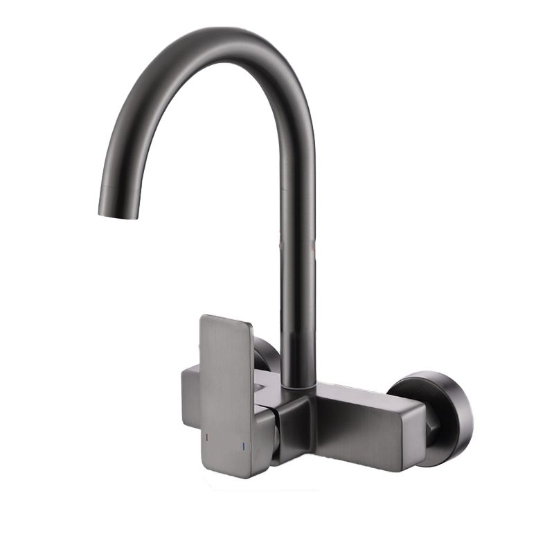 Contemporary Single Handle Kitchen Faucet 1 Hold Bar Faucet in Gray Clearhalo 'Home Improvement' 'home_improvement' 'home_improvement_kitchen_faucets' 'Kitchen Faucets' 'Kitchen Remodel & Kitchen Fixtures' 'Kitchen Sinks & Faucet Components' 'kitchen_faucets' 1200x1200_9b2aee07-2e87-4404-99c3-61b7e6ee7259