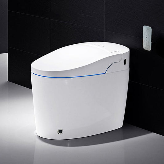 Antimicrobial Elongated Floor Standing Bidet in White with Warm Air Dryer Clearhalo 'Bathroom Remodel & Bathroom Fixtures' 'Bidets' 'Home Improvement' 'home_improvement' 'home_improvement_bidets' 'Toilets & Bidets' 1200x1200_9b2b3549-4555-4508-8608-e370b48cfa38