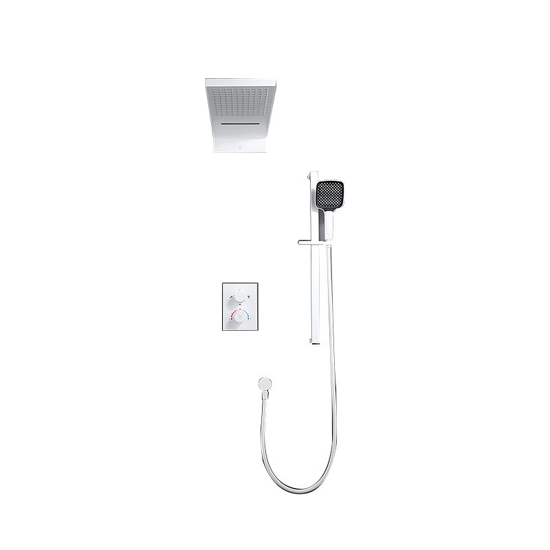 White Shower Set into The Wall Concealed Waterfall Thermostatic Shower Set Full Copper Clearhalo 'Bathroom Remodel & Bathroom Fixtures' 'Home Improvement' 'home_improvement' 'home_improvement_shower_faucets' 'Shower Faucets & Systems' 'shower_faucets' 'Showers & Bathtubs Plumbing' 'Showers & Bathtubs' 1200x1200_9b3079e9-332e-4ee9-9243-d157dfbc5575
