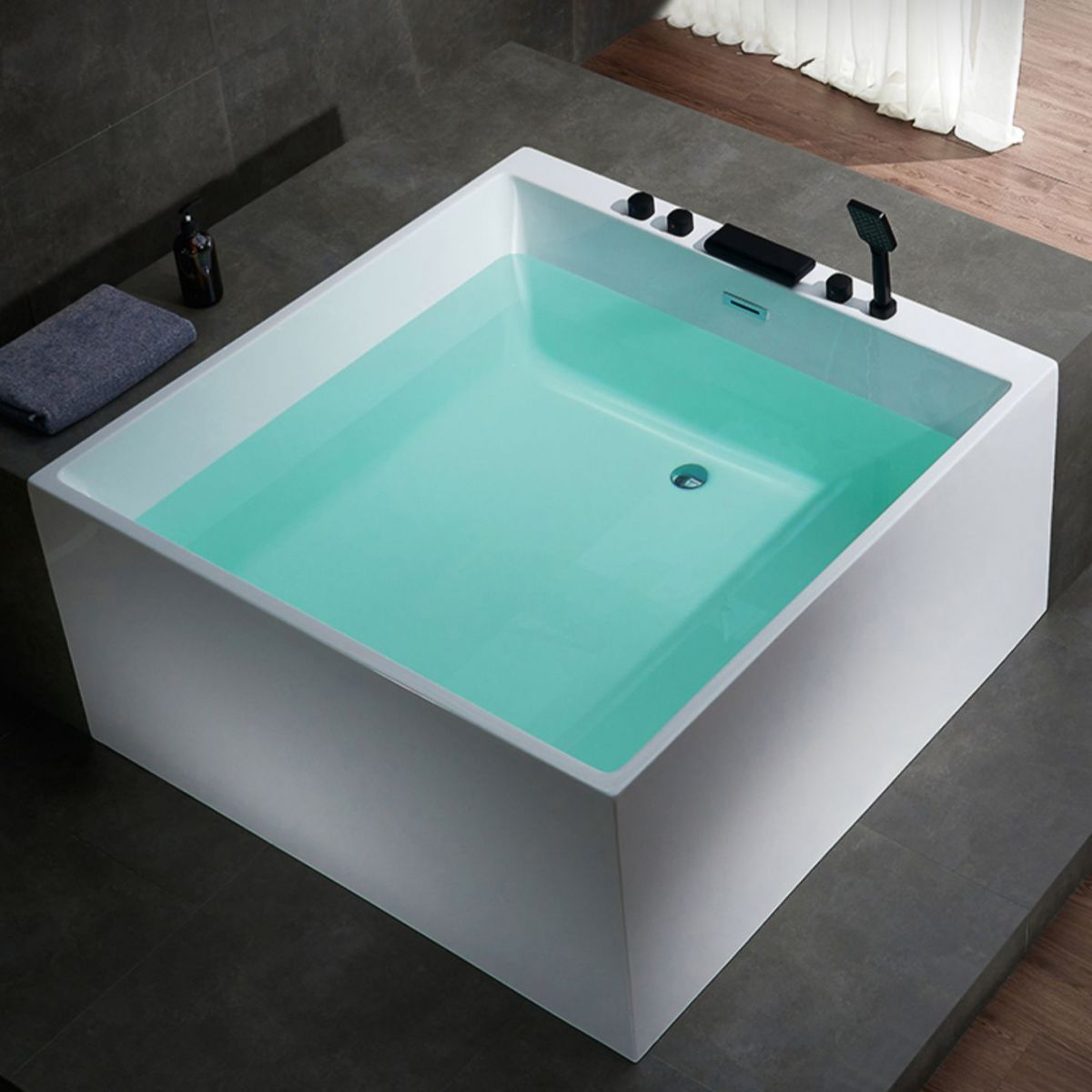 Modern Square Bath Stand Alone Acrylic Soaking White Bathtub Clearhalo 'Bathroom Remodel & Bathroom Fixtures' 'Bathtubs' 'Home Improvement' 'home_improvement' 'home_improvement_bathtubs' 'Showers & Bathtubs' 1200x1200_9b329e42-b04a-4da0-bdec-e69e2bf73794