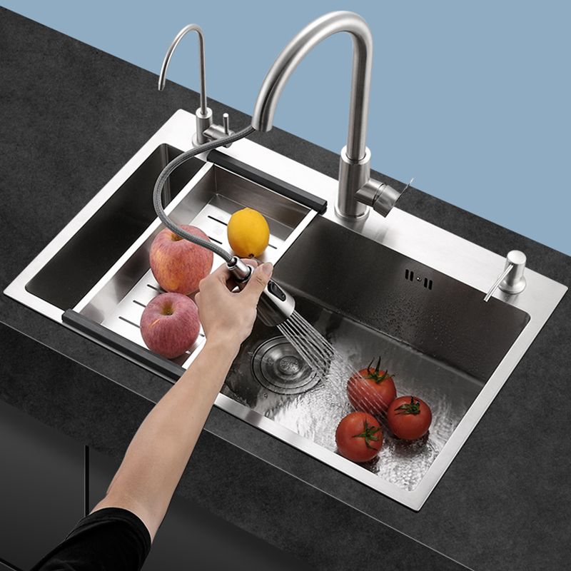 Contemporary Kitchen Sink Corrosion Resistant Kitchen Sink with Faucet Clearhalo 'Home Improvement' 'home_improvement' 'home_improvement_kitchen_sinks' 'Kitchen Remodel & Kitchen Fixtures' 'Kitchen Sinks & Faucet Components' 'Kitchen Sinks' 'kitchen_sinks' 1200x1200_9b3a7b25-913a-4536-95a7-289342833b05