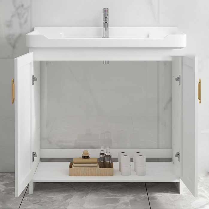 Modern Bathroom Vanity White Metal Frame Single-Sink Wall Mount Vanity Set Clearhalo 'Bathroom Remodel & Bathroom Fixtures' 'Bathroom Vanities' 'bathroom_vanities' 'Home Improvement' 'home_improvement' 'home_improvement_bathroom_vanities' 1200x1200_9b60422d-5c79-4808-8bb4-964b07e24c74