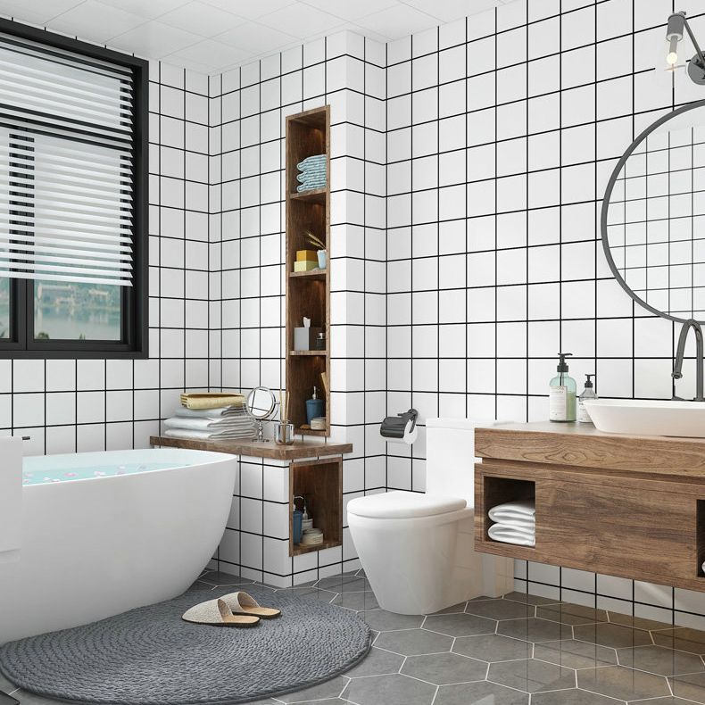 Floor Wall Tile Marble Pattern Wallpaper Rectangular Bathroom Kitchen Wallpaper Clearhalo 'Flooring 'Home Improvement' 'home_improvement' 'home_improvement_peel_stick_blacksplash' 'Peel & Stick Backsplash Tile' 'peel_stick_blacksplash' 'Walls & Ceilings' Walls and Ceiling' 1200x1200_9b71cdf9-c633-40c7-8927-b04fa6a642b7