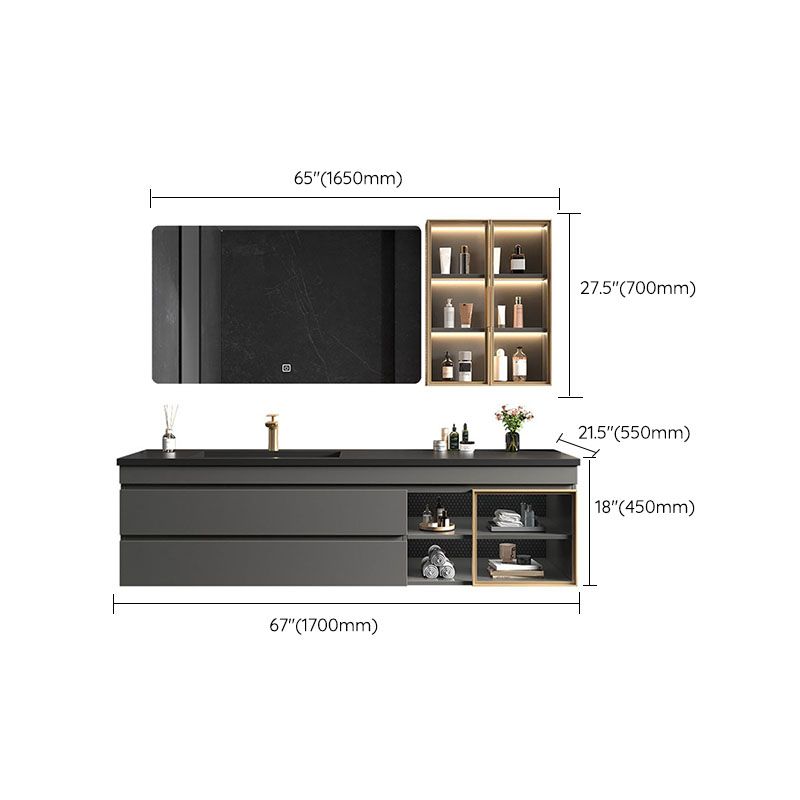 Wall Mount Modern Bathroom Sink Vanity with Faucet Sink Mirror Clearhalo 'Bathroom Remodel & Bathroom Fixtures' 'Bathroom Vanities' 'bathroom_vanities' 'Home Improvement' 'home_improvement' 'home_improvement_bathroom_vanities' 1200x1200_9b795b5d-2956-43de-a8dc-2b8a77b846ee