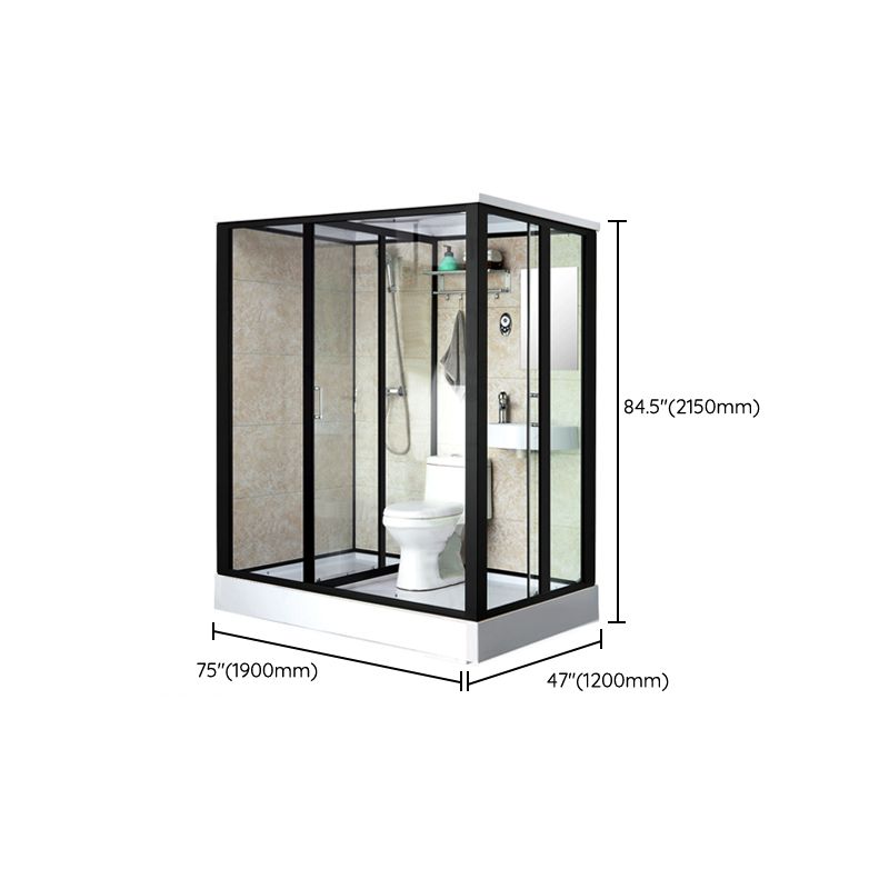 Rectangle Shower Stall Black Sliding Shower Stall with White Base Clearhalo 'Bathroom Remodel & Bathroom Fixtures' 'Home Improvement' 'home_improvement' 'home_improvement_shower_stalls_enclosures' 'Shower Stalls & Enclosures' 'shower_stalls_enclosures' 'Showers & Bathtubs' 1200x1200_9b8fbd46-4768-4176-89f6-80da027bf345