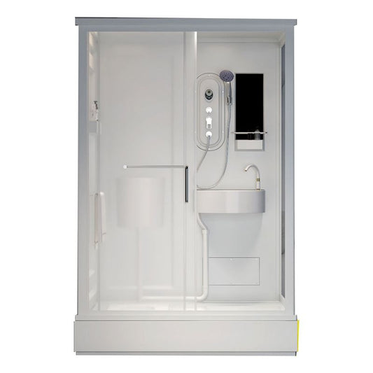 Contemporary Shower Stall Frosted Tempered Glass Rectangle Shower Stall with Ceiling Clearhalo 'Bathroom Remodel & Bathroom Fixtures' 'Home Improvement' 'home_improvement' 'home_improvement_shower_stalls_enclosures' 'Shower Stalls & Enclosures' 'shower_stalls_enclosures' 'Showers & Bathtubs' 1200x1200_9b973c2b-3757-4af1-a4bb-95907d74fb72