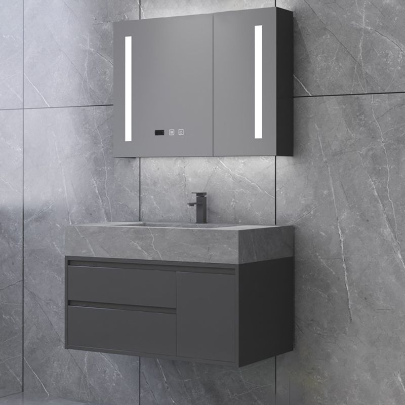 Gorgeous Bathroom Vanity Set Mirror Gray Tone Open Console with Sink Set Clearhalo 'Bathroom Remodel & Bathroom Fixtures' 'Bathroom Vanities' 'bathroom_vanities' 'Home Improvement' 'home_improvement' 'home_improvement_bathroom_vanities' 1200x1200_9baf9646-a5db-4b3a-bac3-8ae420bdee91