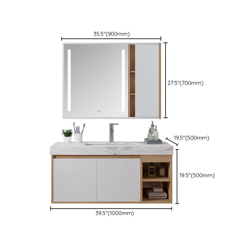 Contemporary Sink Cabinet Mirror Cabinet Bathroom Space Saver Vanity Clearhalo 'Bathroom Remodel & Bathroom Fixtures' 'Bathroom Vanities' 'bathroom_vanities' 'Home Improvement' 'home_improvement' 'home_improvement_bathroom_vanities' 1200x1200_9bd4bb3e-a647-41cf-a50f-09ff236f7613
