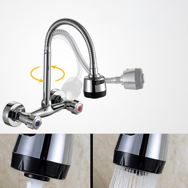 Contemporary Two Handles Kitchen Faucet Pull-down Metal Wall-mounted Faucet Clearhalo 'Home Improvement' 'home_improvement' 'home_improvement_kitchen_faucets' 'Kitchen Faucets' 'Kitchen Remodel & Kitchen Fixtures' 'Kitchen Sinks & Faucet Components' 'kitchen_faucets' 1200x1200_9bdcc438-acfd-4399-9a03-0eb9dffc9306