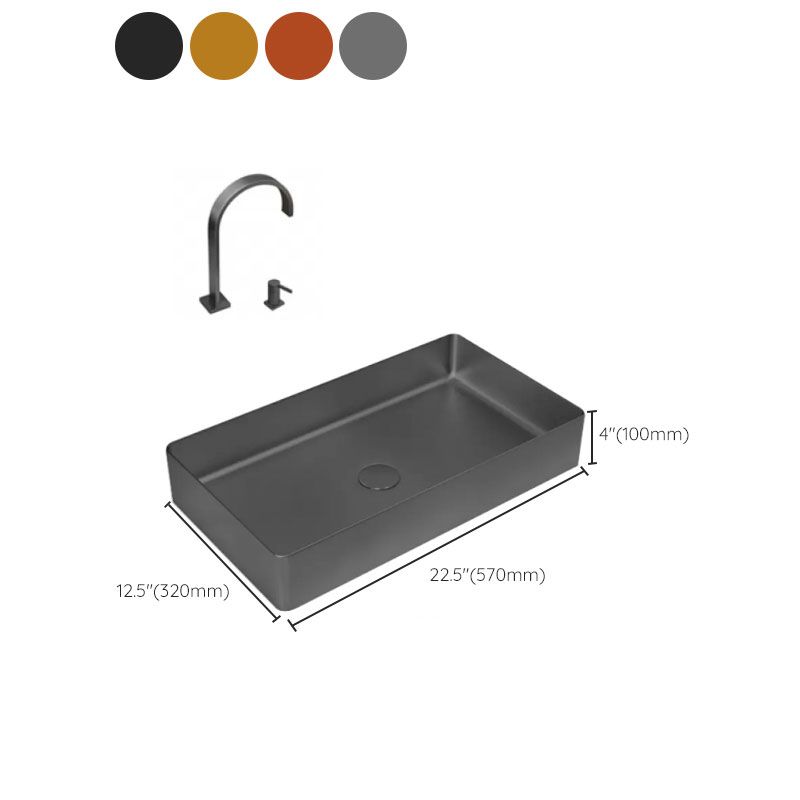 Modern Vessel Bathroom Sink Metal Rectangular with Faucet Vessel ...