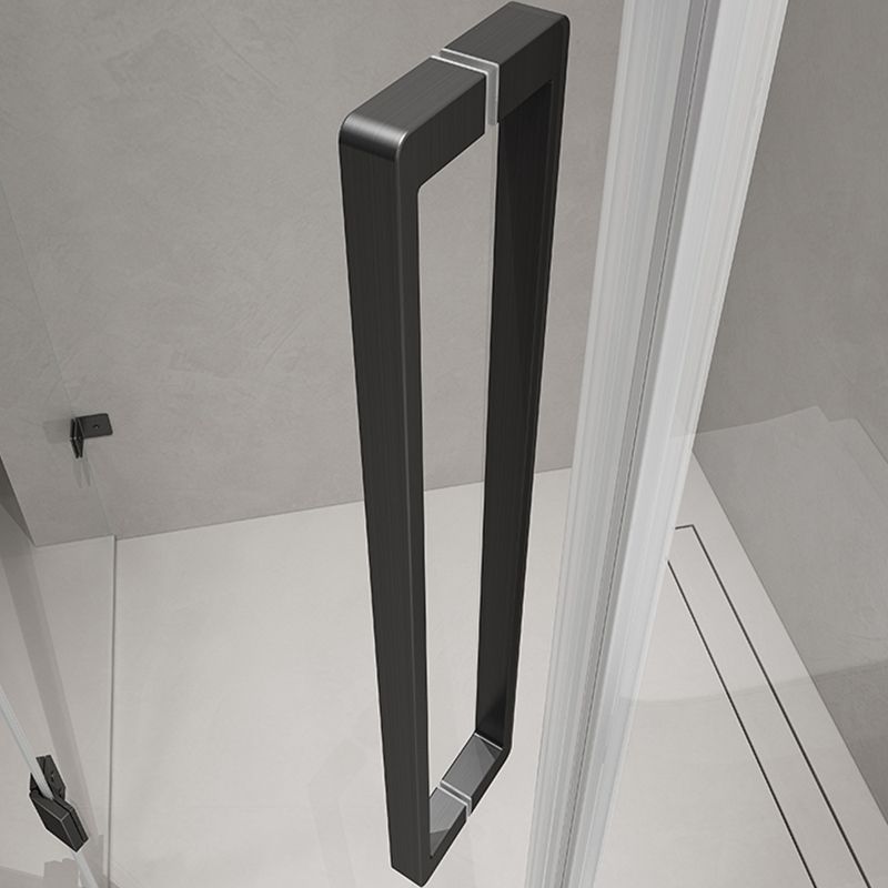 Semi Frameless Shower Door Hinged Tempered Glass Shower Door in Black Clearhalo 'Bathroom Remodel & Bathroom Fixtures' 'Home Improvement' 'home_improvement' 'home_improvement_shower_tub_doors' 'Shower and Tub Doors' 'shower_tub_doors' 'Showers & Bathtubs' 1200x1200_9beba2f7-cd54-4536-b969-8b18a555d7b4