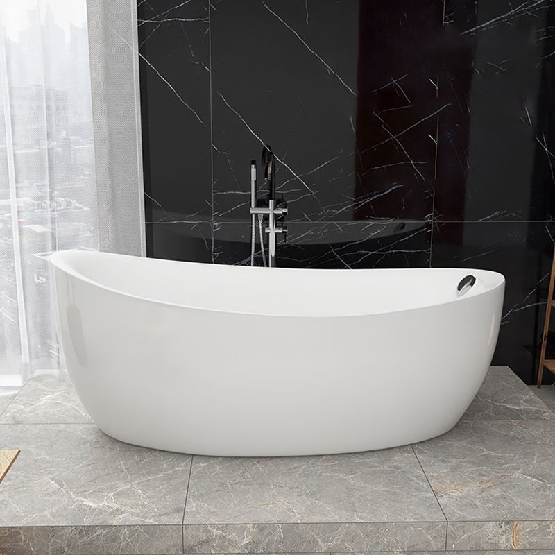 White Freestanding Bath Acrylic Soaking Oval Modern Bathtub Clearhalo 'Bathroom Remodel & Bathroom Fixtures' 'Bathtubs' 'Home Improvement' 'home_improvement' 'home_improvement_bathtubs' 'Showers & Bathtubs' 1200x1200_9c17d950-915b-4563-aafd-173292bfcbd4