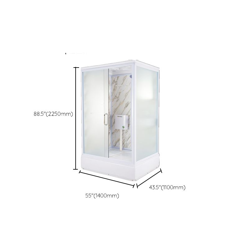 Tempered Glass Single Sliding Shower Enclosure White One Piece Frame Shower Enclosure Clearhalo 'Bathroom Remodel & Bathroom Fixtures' 'Home Improvement' 'home_improvement' 'home_improvement_shower_stalls_enclosures' 'Shower Stalls & Enclosures' 'shower_stalls_enclosures' 'Showers & Bathtubs' 1200x1200_9c363c20-09f5-4042-857c-b682dbc451b1