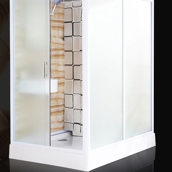 Rectangle Tempered Glass Shower Enclosure White Framed Shower Stall Clearhalo 'Bathroom Remodel & Bathroom Fixtures' 'Home Improvement' 'home_improvement' 'home_improvement_shower_stalls_enclosures' 'Shower Stalls & Enclosures' 'shower_stalls_enclosures' 'Showers & Bathtubs' 1200x1200_9c38f3d0-c60b-4233-8f44-8cc00a20ba0d