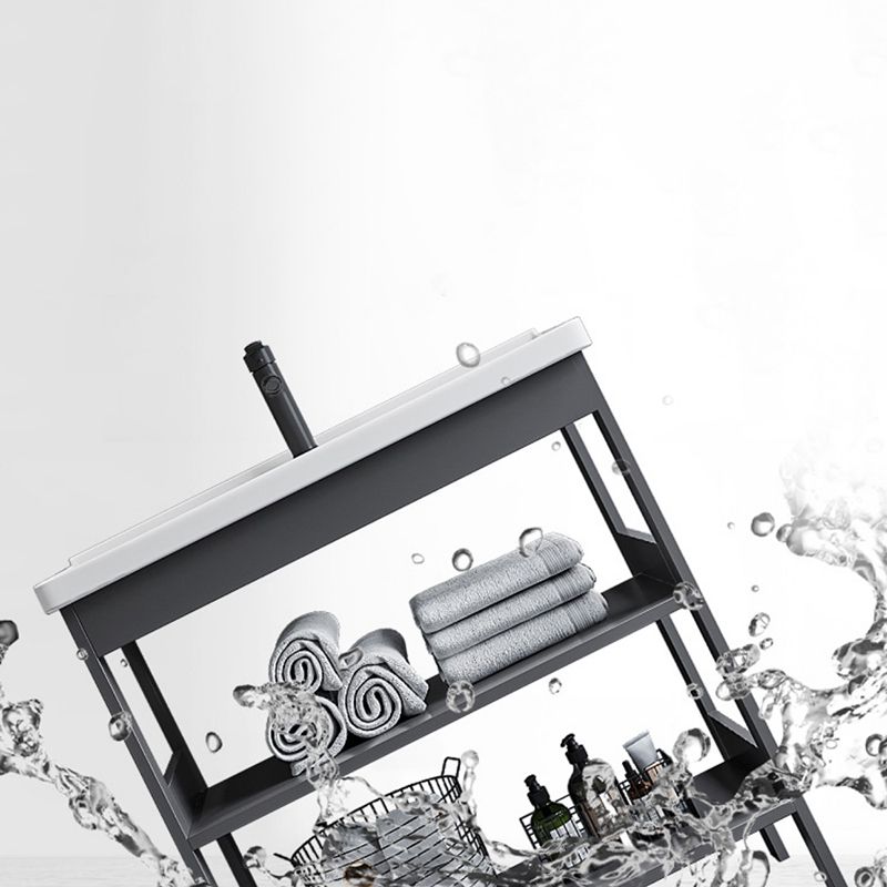 Modern Metal Vanity Set Open Storage Single Sink Vanity for Washroom Clearhalo 'Bathroom Remodel & Bathroom Fixtures' 'Bathroom Vanities' 'bathroom_vanities' 'Home Improvement' 'home_improvement' 'home_improvement_bathroom_vanities' 1200x1200_9c40b911-e7e4-4782-b433-ff97f27acb34