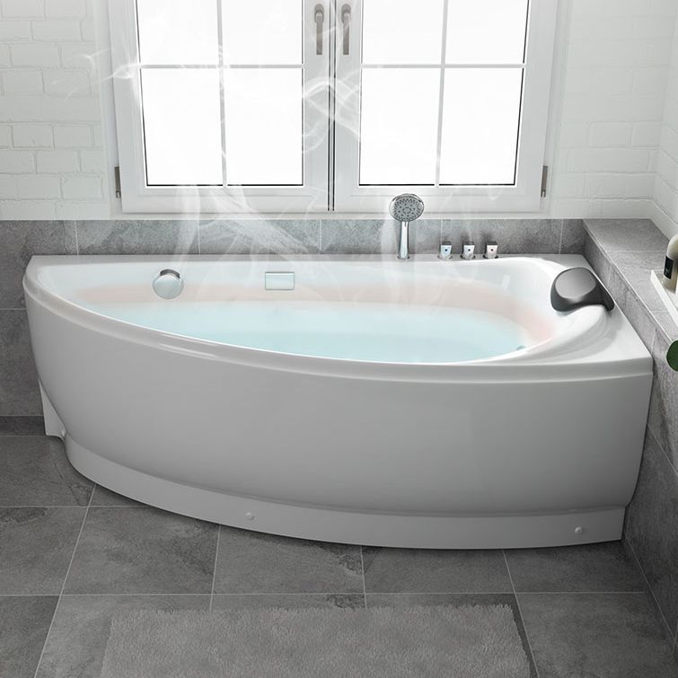 Modern Corner Bath Back to Wall Acrylic Soaking White Bathtub Clearhalo 'Bathroom Remodel & Bathroom Fixtures' 'Bathtubs' 'Home Improvement' 'home_improvement' 'home_improvement_bathtubs' 'Showers & Bathtubs' 1200x1200_9c59399f-e943-4aa6-ab98-97321ff59ca0