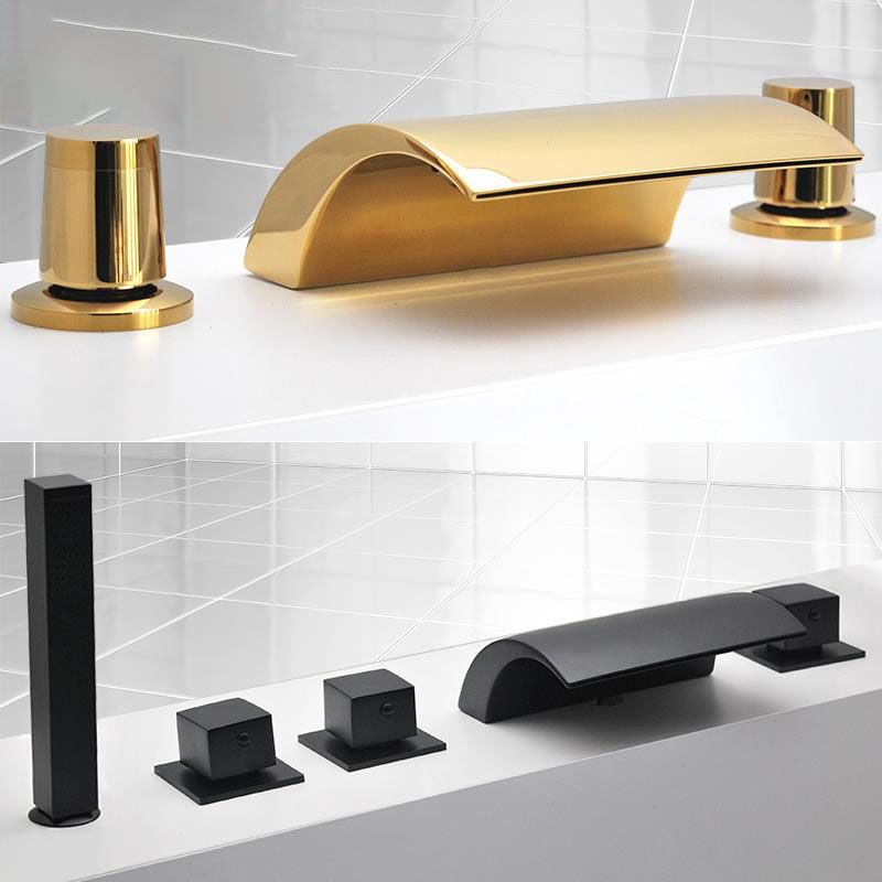 Modern Waterfall Spout Tub Faucet Bathroom Low Arc Bathtub Faucet Clearhalo 'Bathroom Remodel & Bathroom Fixtures' 'Bathtub Faucets' 'bathtub_faucets' 'Home Improvement' 'home_improvement' 'home_improvement_bathtub_faucets' 1200x1200_9c622923-4788-4ed9-8509-7c840204f45c